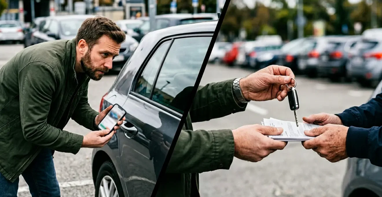 Inspection minutieuse d'un véhicule d'occasion avec analyse de documents sur smartphone