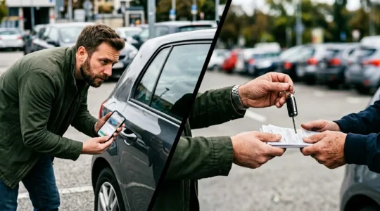 Inspection minutieuse d'un véhicule d'occasion avec analyse de documents sur smartphone