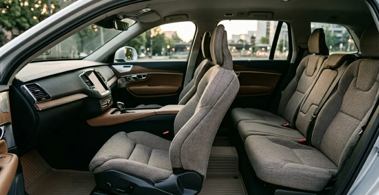 Intérieur de voiture luxueuse avec sièges protégés par des housses élégantes sur mesure