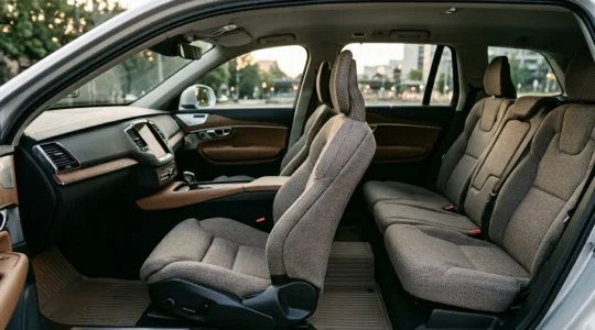 Intérieur de voiture luxueuse avec sièges protégés par des housses élégantes sur mesure