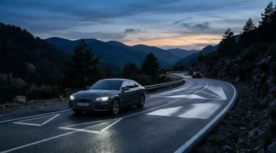 Technologie Matrix LED de phares adaptatifs illuminant sélectivement une route de nuit
