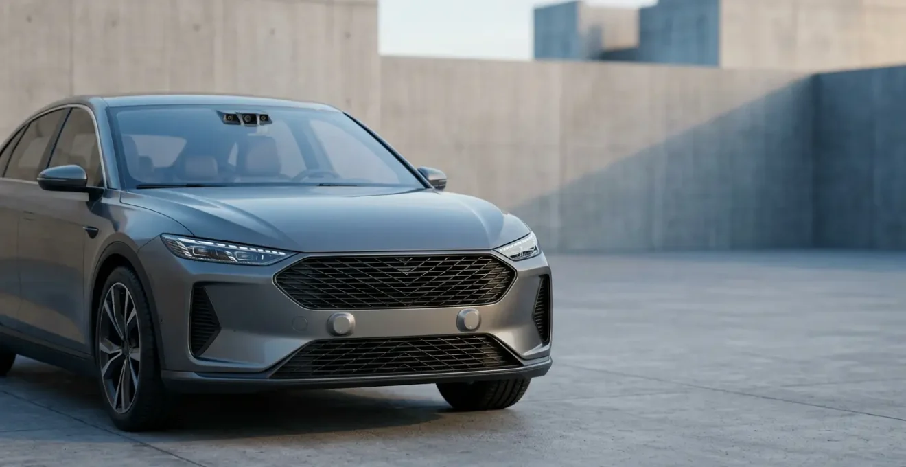 Capteurs et radars d'un système de freinage d'urgence autonome sur une voiture moderne