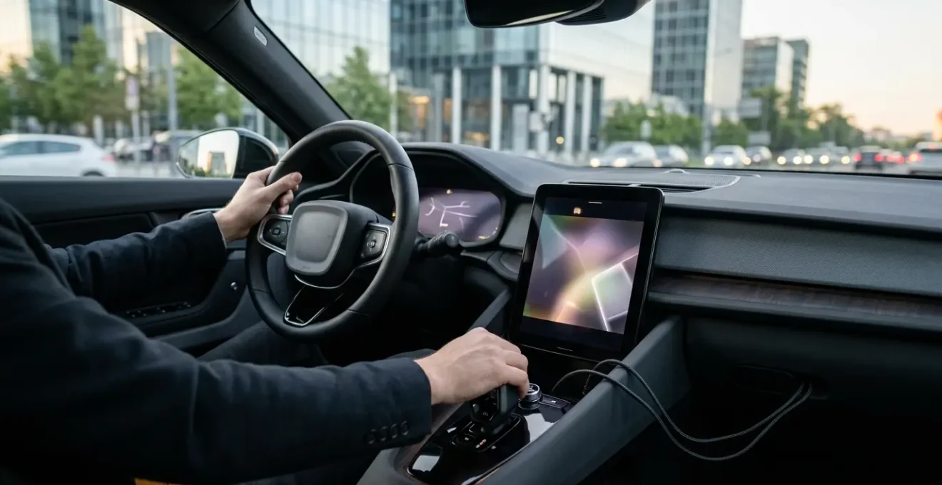 Intérieur moderne d'automobile avec système CarPlay et Android Auto en fonction