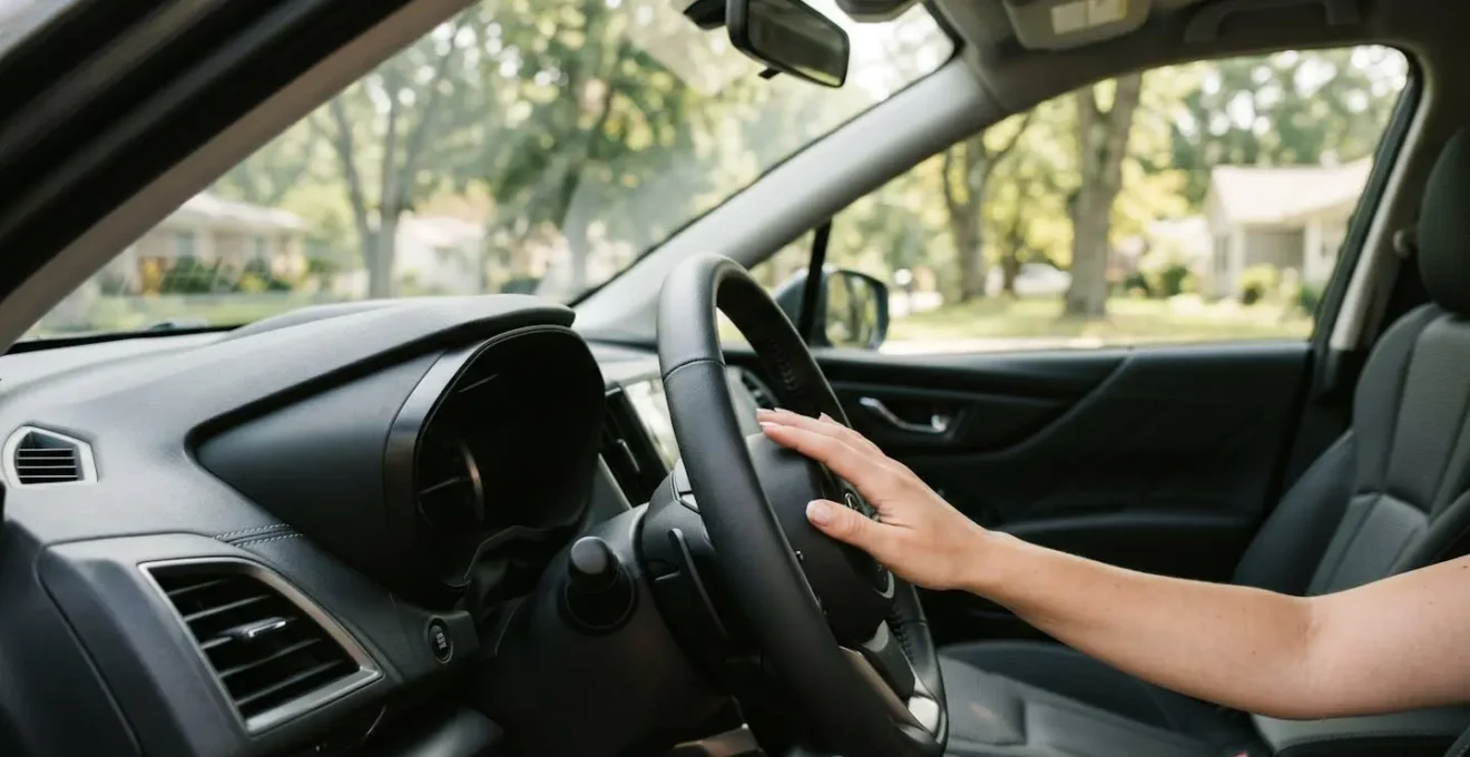 Intérieur de voiture dépersonnalisé avec surfaces propres et neutres