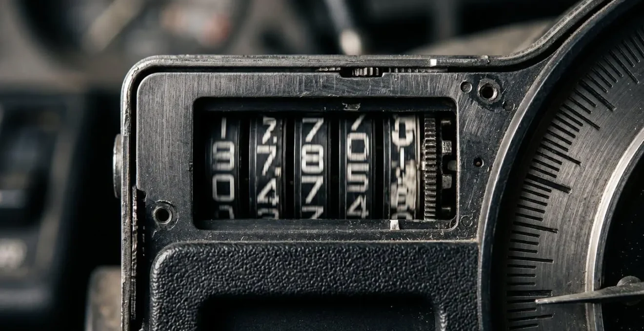 Gros plan sur un compteur kilométrique automobile affichant 98000 kilomètres