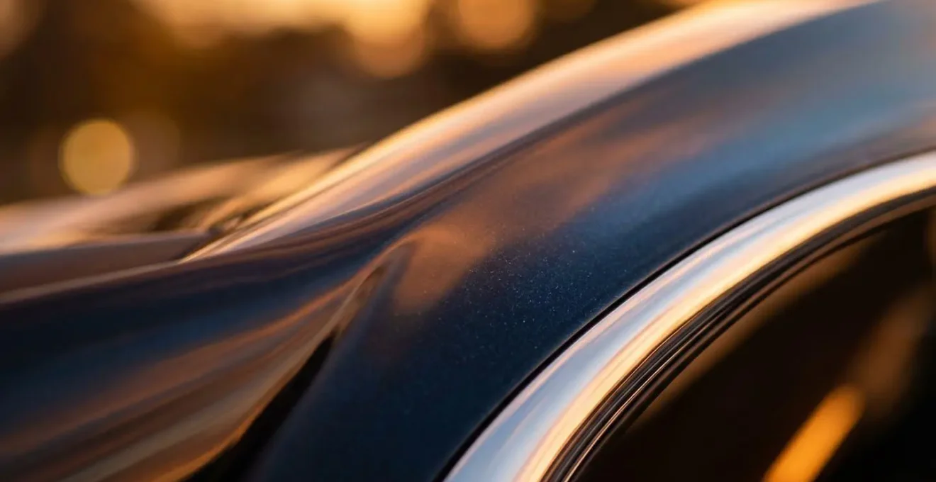 Voiture photographiée pendant l'heure dorée avec éclairage naturel optimal